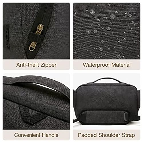  Camera Bag, BAGSMART SLR DSLR Canvas Camera Case, Waterproof and Anti-Theft Vintage Padded Camera Shoulder Bag for Women and Men, Black