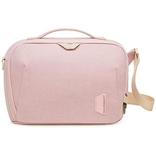  Camera Bag, BAGSMART SLR DSLR Canvas Camera Case, Waterproof and Anti-Theft Vintage Padded Camera Shoulder Bag for Women and Men, Pink