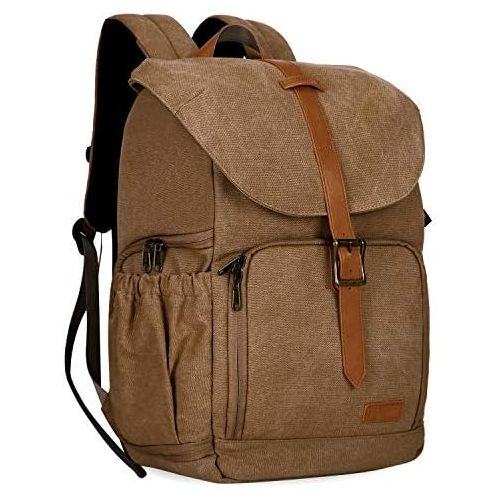  BAGSMART Camera Backpack, BAGSMAR DSLR Camera Bag Backpack, Anti-Theft and Waterproof Camera Backpack for Photographers, Fit up to 15 Laptop with Rain Cover, Khaki
