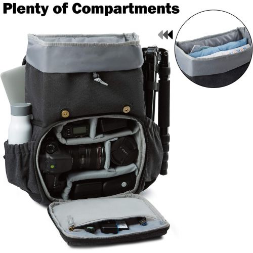 Camera Backpack, BAGSMART DSLR Camera Bag, Waterproof Camera Bag Backpack for Photographers, Fit up to 15 Laptop with Rain Cover and Tripod Holder, Black