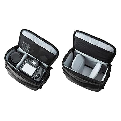  BAGSMART Camera Bag Padded Shoulder Bag Camera Case with Rain Cover for SLR DSLR, Lenses, Cables, Accessories, Grey