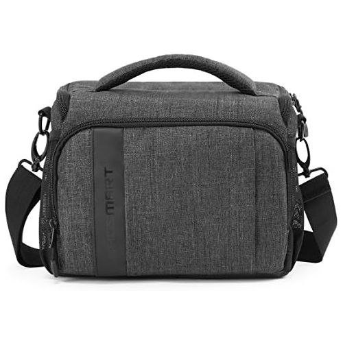  BAGSMART Camera Bag Padded Shoulder Bag Camera Case with Rain Cover for SLR DSLR, Lenses, Cables, Accessories, Grey