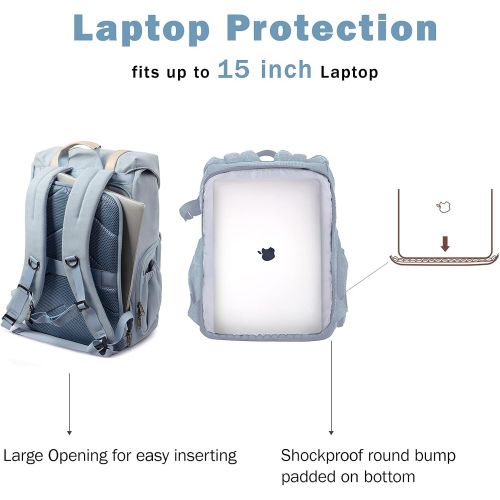  Camera Backpack, BAGSMART DSLR Camera Bag, Waterproof Camera Bag Backpack for Photographers, Fit up to 15 Laptop with Rain Cover and Tripod Holder, Light Blue