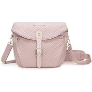 Camera Bag, BAGSMART SLR DSLR Camera Case, Quilted Cotton Camera Shoulder Bag with Rain Cover for Men and Women, Baby Pink