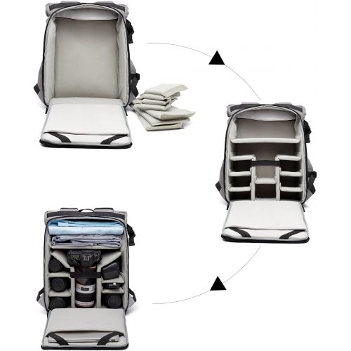  BAGSMART Camera Backpack for SLRDSLR Cameras & 15 Laptop with Waterproof Rain Cover & Tripod Holder, Black