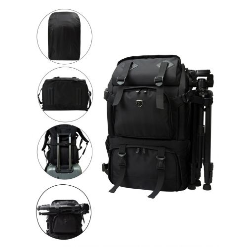  BAGSMART Anti-Theft Professional Gear Backpack for SLRDSLR Cameras & 15 MacBook Pro with Waterproof Rain Cover, Black