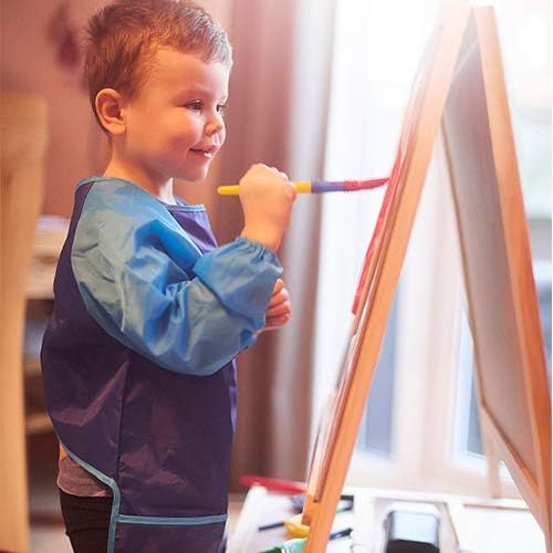  [아마존베스트]BAHABY Kids Apron 2 Pack Toddler Art Smock Toddler Smock for Kids Smock Children Waterproof Painting Aprons Artist Smock Paint Set Toddler Smocks for Painting (Y & B)