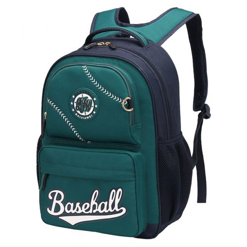  BAIJIAWEI Baseball School Bag Water Resistant Nylon Backpack Bookbag with Two Zipper Mini Cap for Grade 3-6 Student