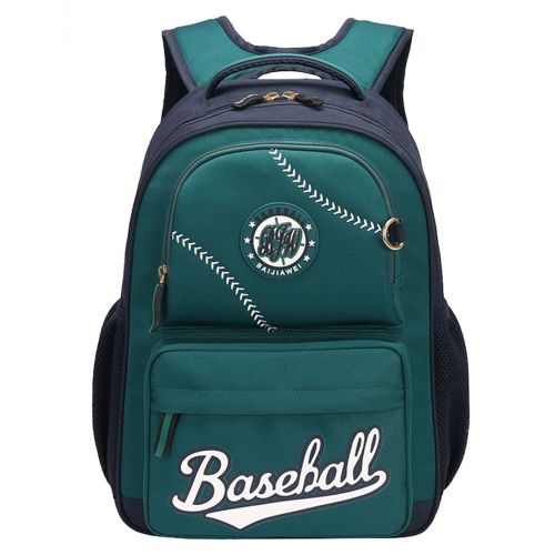  BAIJIAWEI Baseball School Bag Water Resistant Nylon Backpack Bookbag with Two Zipper Mini Cap for Grade 3-6 Student