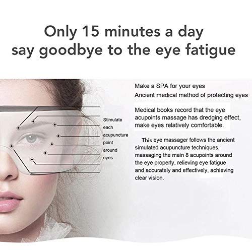  BAIYEA Eye Massager with Air Pressure, Music, Vibration and Heat Compression Therapy, Wireless Rechargeable Foldable Temple Massager for Eye Care, Dry Eyes, Stress, Headaches Relie