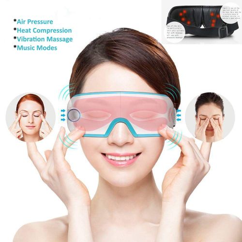  BAIYEA Eye Massager with Air Pressure, Music, Vibration and Heat Compression Therapy, Wireless Rechargeable Foldable Temple Massager for Eye Care, Dry Eyes, Stress, Headaches Relie