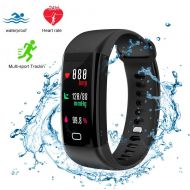 BAIZE Fitness Tracker,Bluetooth4.0 Waterproof Smart Watch with Heart Rate Monitor Color Screen Tracker Watch IP68 Wristband Activity Tracker Pedometer Sleep Monitor Calorie Counter (Blac