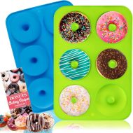 [아마존베스트]BAKHUK Donut Pan, Silicone Donut Mold, 2 Pcak Non-Stick Mold for 6 Full-Size Donuts, Bagels and More