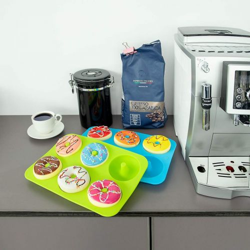  [아마존베스트]BAKHUK Donut Pan, Silicone Donut Mold, 2 Pcak Non-Stick Mold for 6 Full-Size Donuts, Bagels and More