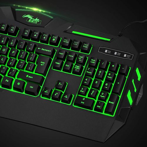  BAKTH 7 Colors LED Backlit Gaming Keyboard, Mechanical Feeling and Waterproof, Illuminated USB Wired Keyboard for Pro PC Gamer or Office