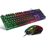 [아마존베스트]BAKTH Multiple Color Rainbow LED Backlit Mechanical Feeling USB Wired Gaming Keyboard and Mouse Combo for Working or Game