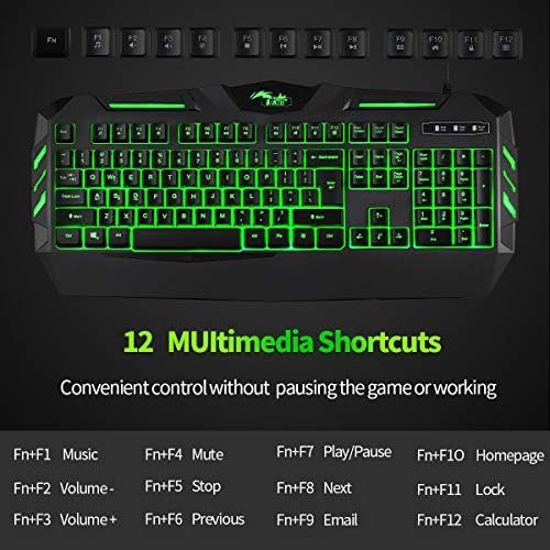  [아마존베스트]BAKTH Gaming Keyboard, 7 Colours LED Backlight QWERTZ DE Layout, Illuminated USB Waterproof Wired Keyboard for Computer PC Gamer