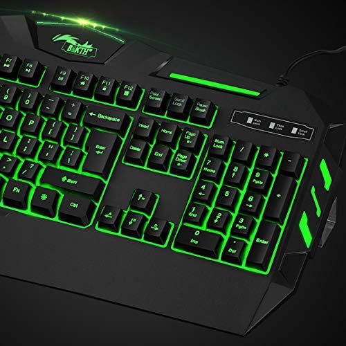  [아마존베스트]BAKTH Gaming Keyboard, 7 Colours LED Backlight QWERTY US Layout, Illuminated USB Waterproof Wired Keyboard for Computer PC Gamer