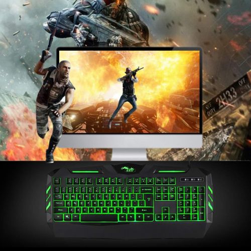  [아마존베스트]BAKTH Gaming Keyboard, 7 Colours LED Backlight QWERTY US Layout, Illuminated USB Waterproof Wired Keyboard for Computer PC Gamer