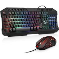 [아마존베스트]BAKTH Gaming Keyboard and Mouse Set, LED Backlight QWERTZ DE Layout, Rainbow Colours, Illuminated USB Waterproof Keyboard and Mouse with 3600 DPI for Pro PC Gamer