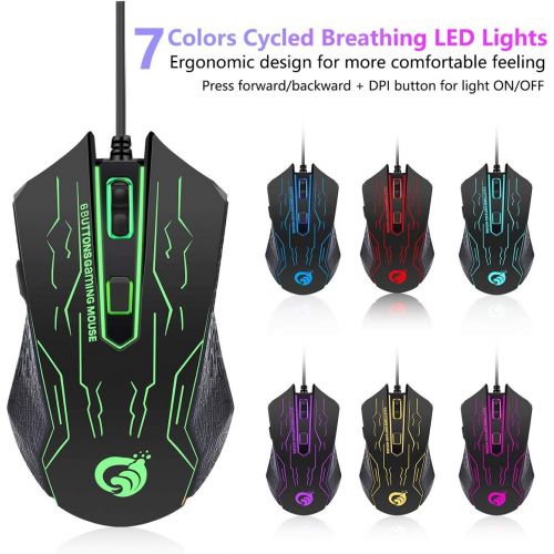  [아마존베스트]BAKTH Gaming Keyboard and Mouse Set, LED Backlight QWERTZ DE Layout, Rainbow Colours, Illuminated USB Waterproof Keyboard and Mouse with 3600 DPI for Pro PC Gamer