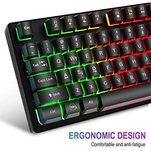  [아마존베스트]BAKTH Gaming Keyboard and Mouse Set, LED Backlight QWERTZ DE Layout, Rainbow Colours, Illuminated, Waterproof, USB Wired Keyboard and Mouse for Pro PC Gamer