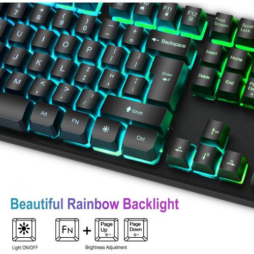  [아마존베스트]BAKTH Gaming Keyboard and Mouse Set, LED Backlight QWERTZ DE Layout, Rainbow Colours, Illuminated, Waterproof, USB Wired Keyboard and Mouse for Pro PC Gamer