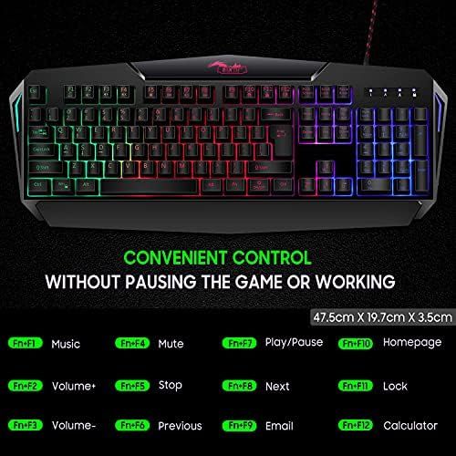  [아마존베스트]BAKTH Gaming Keyboard and Mouse Set, Rainbow LED Backlit Keyboard and 6 Buttons Gaming Mouse (1200/1800/2400/3600 DPI Adjustable) for Work or Games (UK Layout)