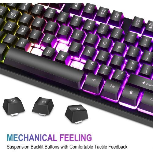  [아마존베스트]BAKTH Gaming Keyboard and Mouse Set, LED Backlight, QWERTY US Layout, Rainbow Colours, Illuminated, Waterproof, USB Wired Keyboard and Mouse for Pro PC Gamer