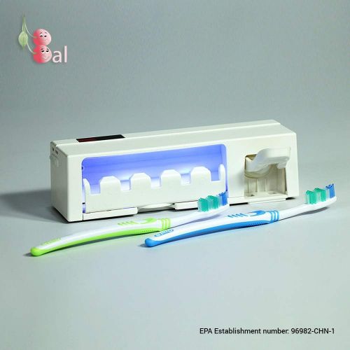  Bal Toothbrush Sanitizer with Smart Infrared Sensor 5 Slots Toothbrush Organizer with Toothpaste Dispenser Wall Mounted Rechargeable Toothbrush Holder and Toothbrush Sterilizer for