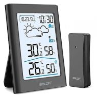 BALDR Indoor Outdoor Thermometer Wireless, Battery Powered Weather Station Indoor Outdoor with Clock, Portable Outside Temperature Monitor for Home Patio