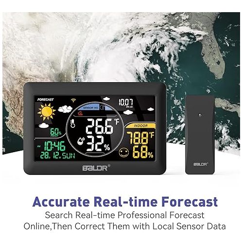  BALDR WiFi Weather Station, Smart Wireless Indoor Outdoor Thermometer with App and Accurate Real-time Forecast (One Wireless Temperature Sensor Include)