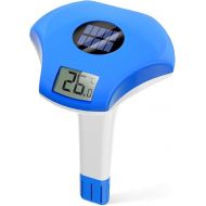 BALDR Pool Thermometer Floating Easy Read, IPX8 Waterproof, Solar Powered Digital Pool Thermometer with LCD Screen for Swimming Pool/Hot Tub/Aquarium (Navy)