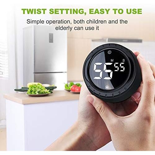  [아마존베스트]BALDR Digital Timer with Magnetic Holder, Egg Timer, LCD Screen, Magnetic Kitchen Clock, Kitchen Timer with Loud Beeper, Rotating Timer for Cooking, Baking, Sports etc. (Black)