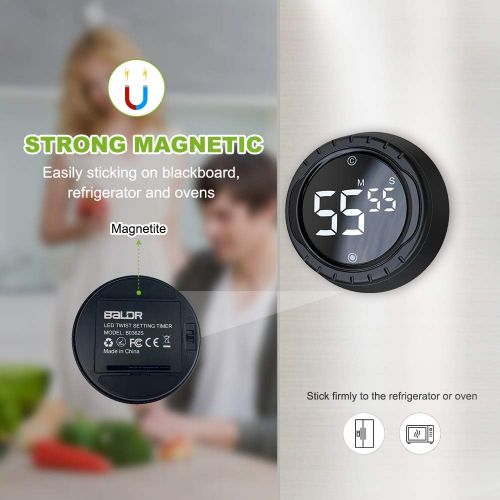  [아마존베스트]BALDR Digital Timer with Magnetic Holder, Egg Timer, LCD Screen, Magnetic Kitchen Clock, Kitchen Timer with Loud Beeper, Rotating Timer for Cooking, Baking, Sports etc. (Black)