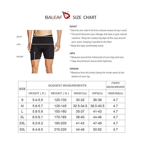  BALEAF Men's 3D Padded Bike Shorts Cycling Underwear MTB Liner