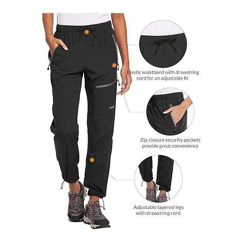  BALEAF Women's Hiking Pants Quick Dry Lightweight Water Resistant Elastic Waist Cargo Pants for All Seasons