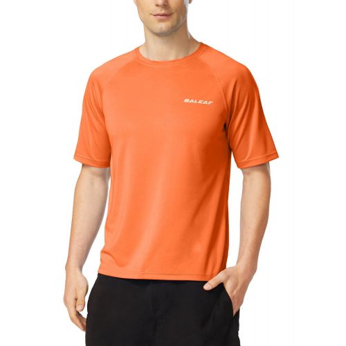  BALEAF Mens Short Sleeve Solid Sun Protection Quick-Dry Rashguard Swim Shirt UPF 50+