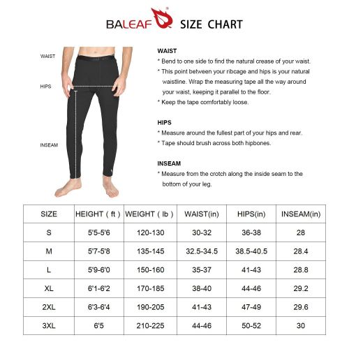  BALEAF Mens Heavyweight Thermal Underwear Pants Fleece Lined Long Johns Baselayer Bottom
