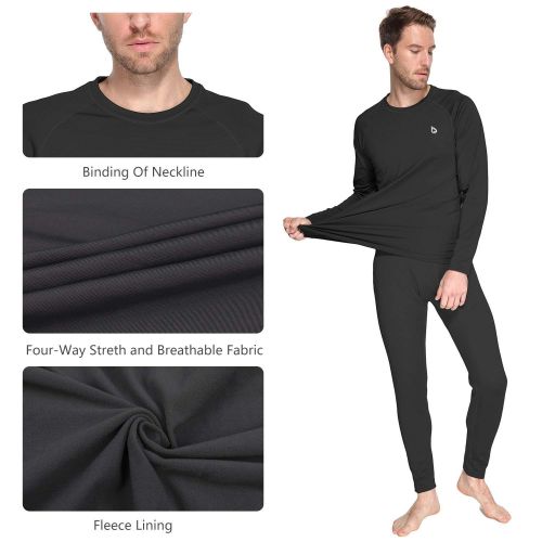  BALEAF Mens Heavyweight Thermal Shirt Fleece Baselayer Long Sleeve Crewneck Top