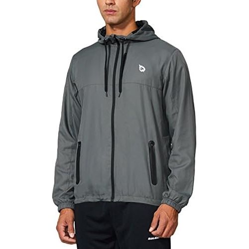  BALEAF Mens Sports Windbreaker Running Track Workout Jackets Lightweight Water Resistant Jackets Zip Pockets