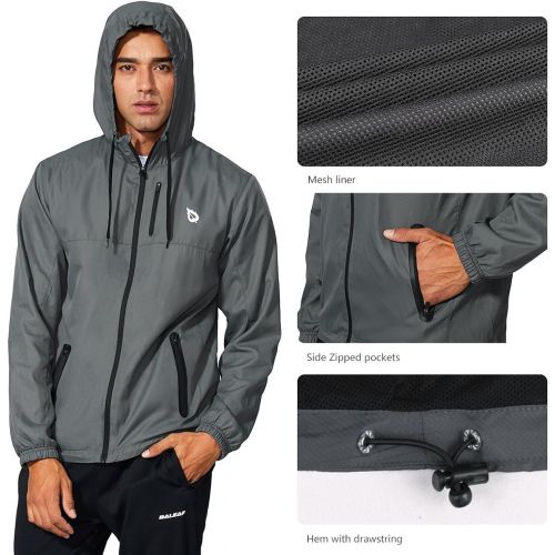  BALEAF Mens Sports Windbreaker Running Track Workout Jackets Lightweight Water Resistant Jackets Zip Pockets