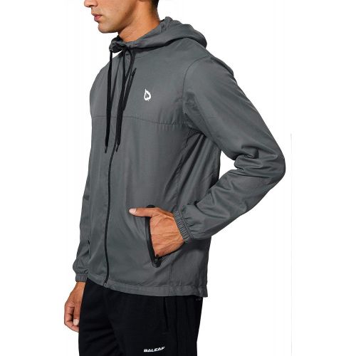  BALEAF Mens Sports Windbreaker Running Track Workout Jackets Lightweight Water Resistant Jackets Zip Pockets