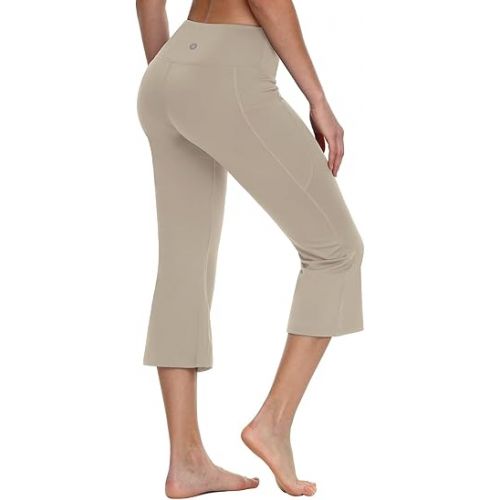  BALEAF Capri Pants for Women Flare Leggings with Pockets Bootcut Yoga Pants Summer Lounge Workout Work - 21