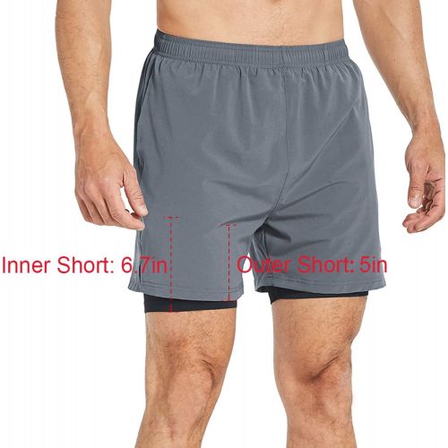  [아마존 핫딜] [아마존핫딜]BALEAF Baleaf Mens 5 Inches Running Athletic Shorts Zipper Pocket