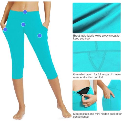  [아마존 핫딜] [아마존핫딜]BALEAF Womens and Girls Yoga Workout Capris Leggings Side Pocket for 5.5 Mobile Phone