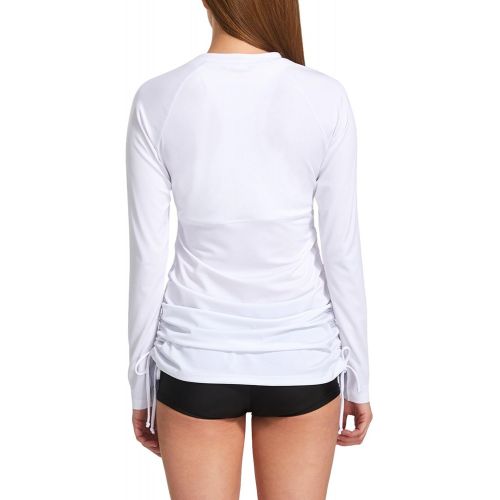  [아마존핫딜][아마존 핫딜] BALEAF Womens Long Sleeve Half-Zip Sun Protection Rashguard Side Adjustable Swim Shirt White Size XS at Amazon Women’s Clothing store