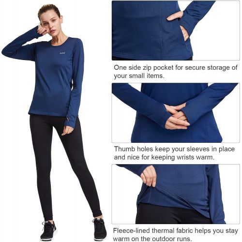  [아마존핫딜][아마존 핫딜] BALEAF Womens Thermal Fleece Tops Long Sleeve Running Shirt with Thumbholes Zipper Pocket