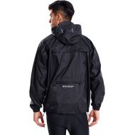 BALEAF Mens Waterproof Cycling Running Rain Jacket with Hooded Lightweight Packable Raincoat Biking Hiking Windbreaker