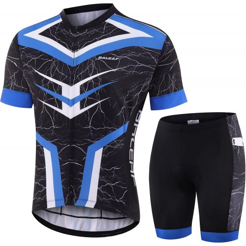  BALEAF Mens Cycling Jersey Set Bicycle Short Sleeve Mountain Bike Shirts Clothing Outfit MTB Summer UPF50+